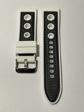 Carbon Fibre Grain Calf Leather & Silicone 20mm Watch Strap Premier Quality