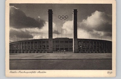 Berlin Reichssportfeld Stadion Olympic Rings Postcard 1936