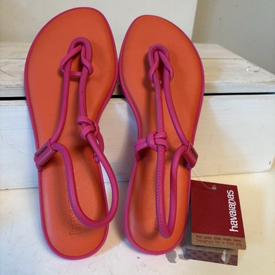 Women's 10 Havaianas Una Açaí Sandals Hot Pink/Orange Eur 39 Brand New