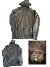 Nike Dri Fit Jacket Black Hooded Full Zip Hoodie Large Swoosh Men  s Size S