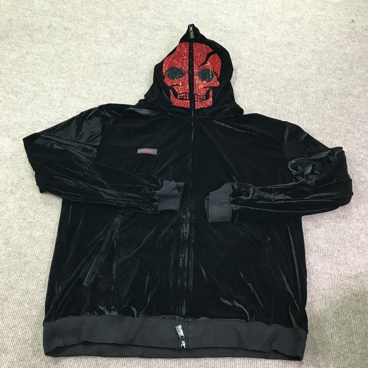 Guapi Hoodie Mens 3XL Black Red Skull Crystal Limited Edition Zip