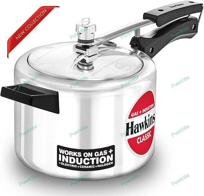 Hawkins Aluminium 4 Litre Classic Pressure Cooker, Induction Inner Lid Cooker (I