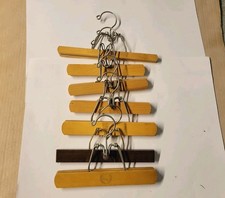 Lot of 7 Vintage Wooden Clamp Pants/Trouser Hangers