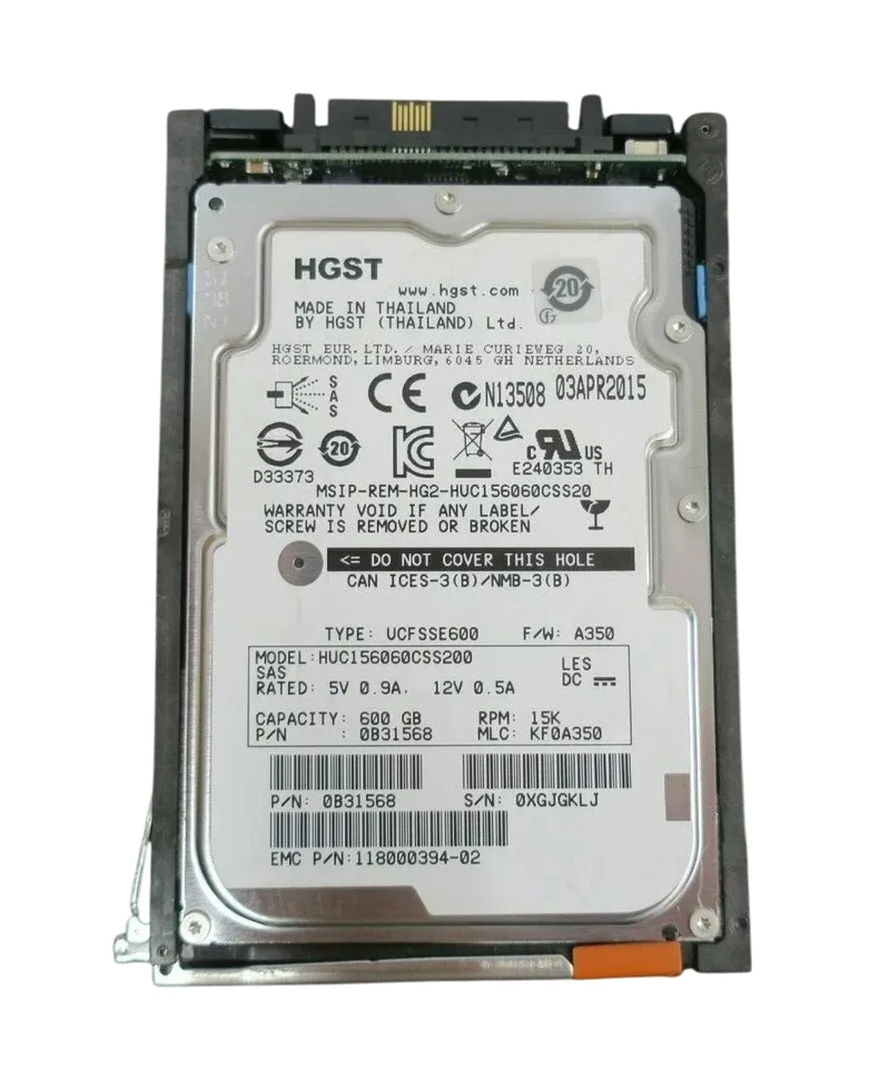 EMC 600GB 15K SAS 2.5" 6GB Hard Drive 005050935 V4-2S15-600 V6-2S15-600 VNX5300 - Image 2 of 3