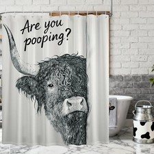 Funny Shower Curtain are You Pooping 70"W x 72"L Pack of 1 Highland Cow