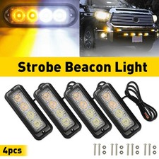4pcs Amberwhite 4led Car Truck Warning Hazard Flashing Beacon Strobe Light Bar 4pcs Amberwhite 4led Car Truck Warning Hazard Flashing Beacon Strobe Light Bar