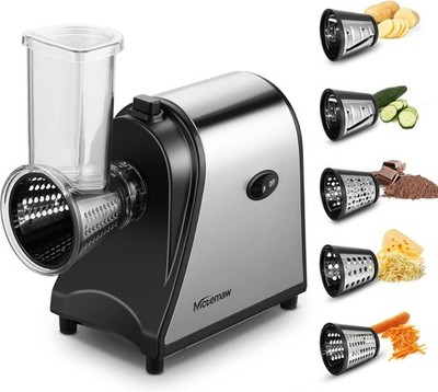 Nictemaw Elektrischer Gemüseschneider 250W 5-in-1 Küchenmaschine Edelstahl #08