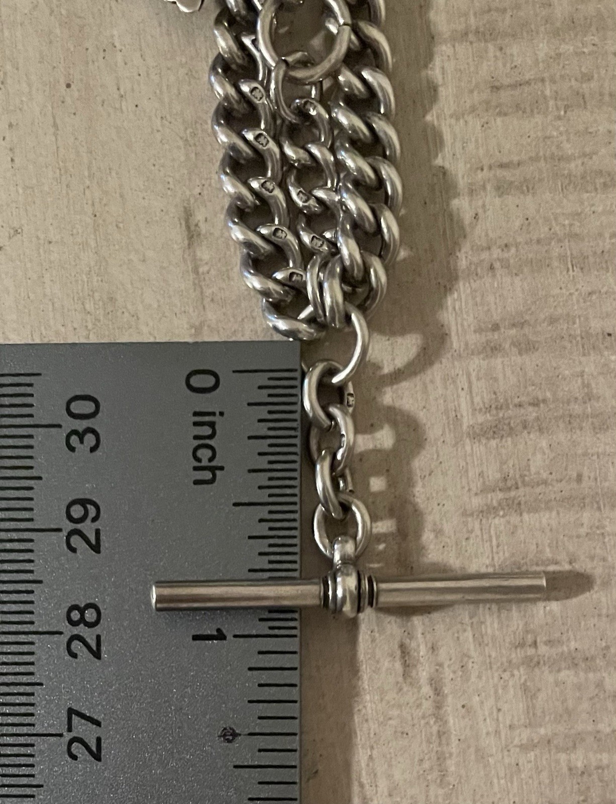 Solid Sterling Silver Watch Chain Full English Ha… - image 16