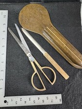 Older Vintage Scissors/Opener Desk Set Gold Tone Handles