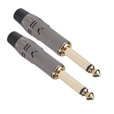 6.35mm Mono Plug Stereo Audio Guitar Cable Soldering Plug Zinc Alloy Adapter