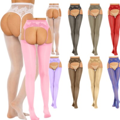 Womens Hollow Out Pantyhose Stockings Stretchy Lace High Waist Tight Hosiery