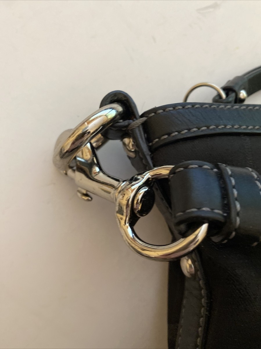COACH Black Signature Striped Lurex Stud Tote Leather 12909