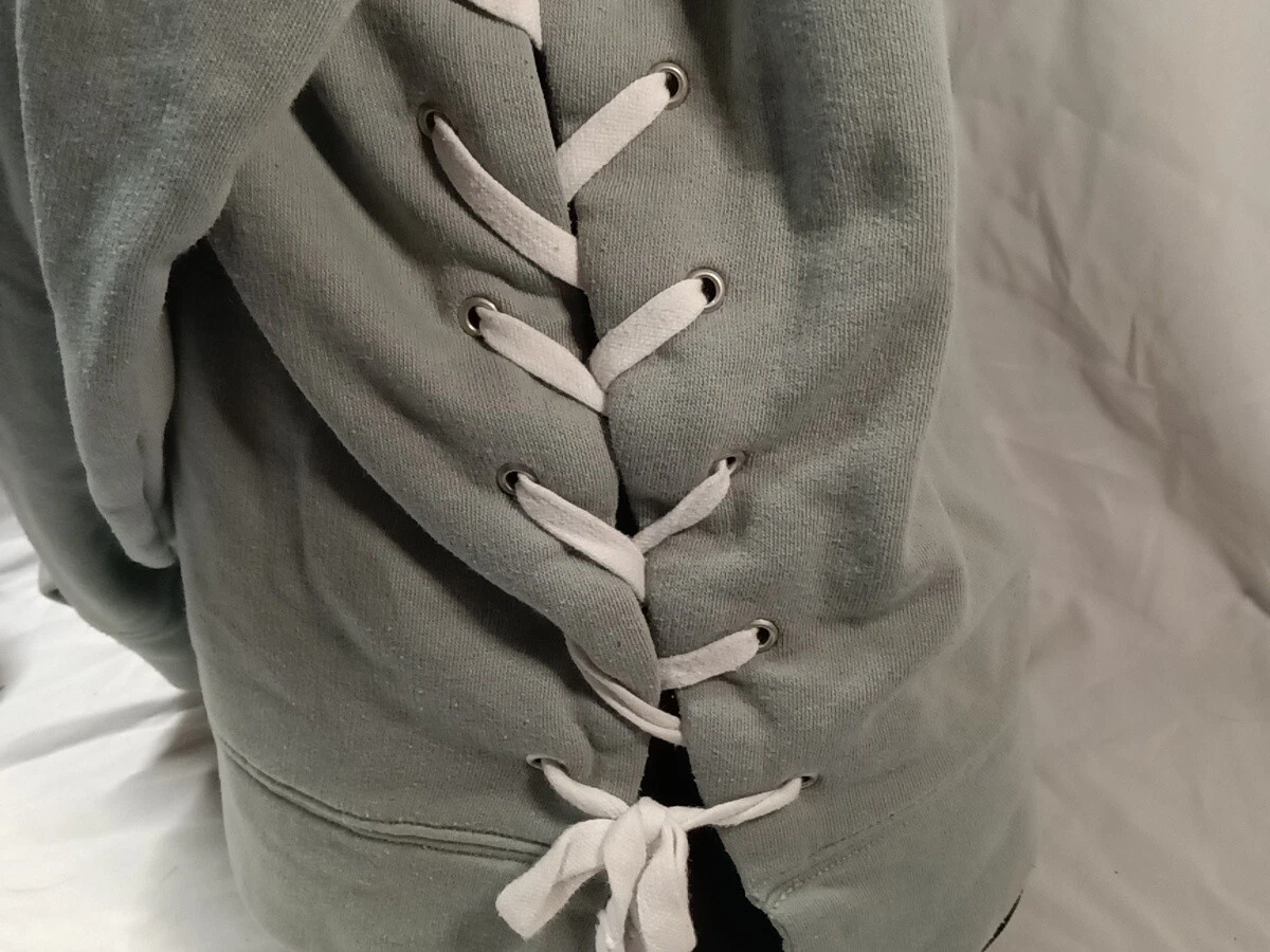 UNDERCOVER Felpa con cappuccio maglione Victorias Secret rosa pizzo laterale verde taglia XS