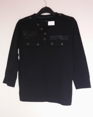 Schönes schwarzes Langarm-Top mit Knopfleiste für Jungen von New Look - Alter 10 - neu mit Etikett!