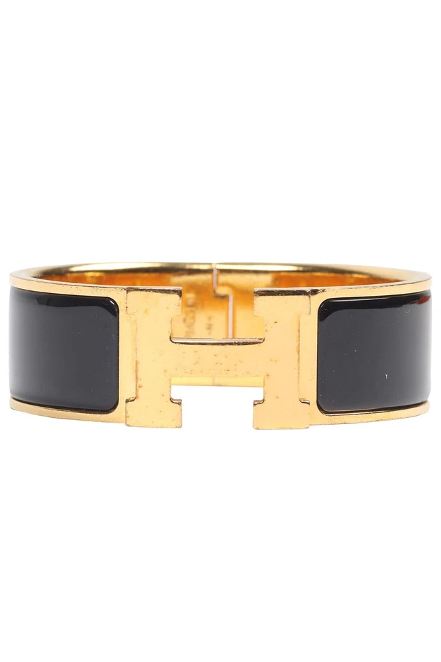 HERMÈS BLACK 2010 CLIC CLAC H 20 MM ENAMEL BRACELET 16 CM