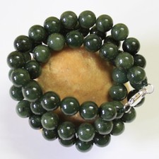 Gemstone 100 Natural JADE Grade A Dark Oily Green Jadeite Necklace 21" N193