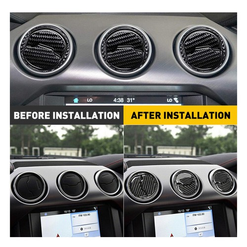 9/18Pcs Carbon Air Interior Fiber Vent Outlet Trim Cover For Ford Mustang 2015-1 - Picture 4 of 23