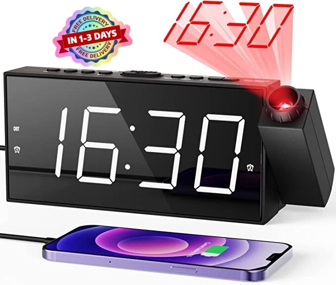 Reloj Despertador LED Proyector Digital Inteligente Para Mesa De