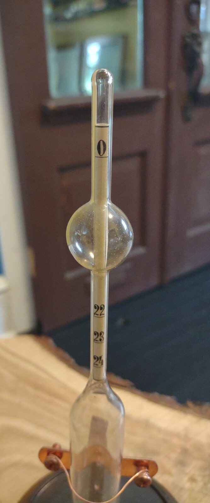 VTG Antique Baume Scale For Heavy Liquids Hydrometer Wooden Copper