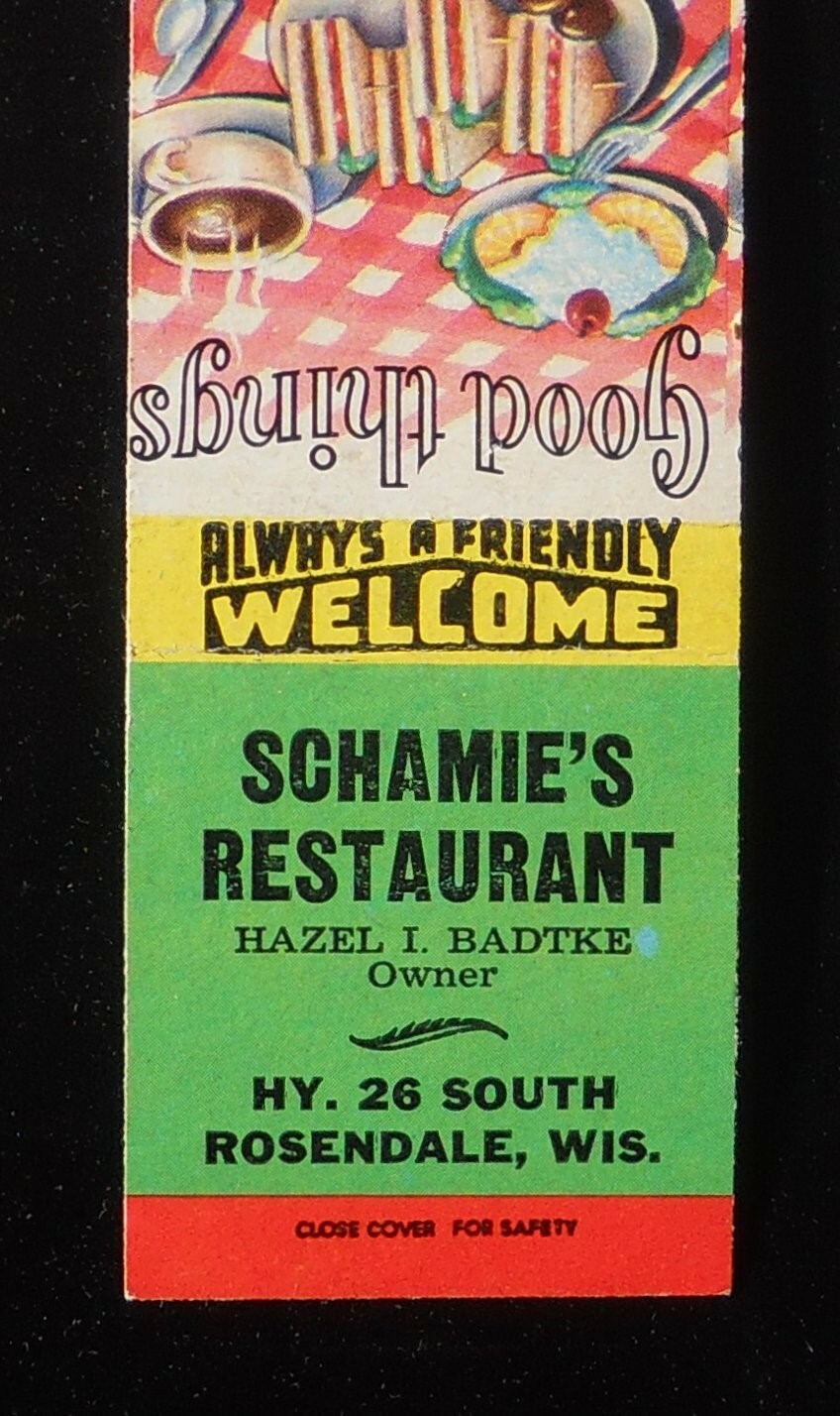 1950s Schamie's Restaurant Hazel I. Badtke Owner Hy. 26 Rosendale WI