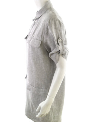 Hobbs London Size 10 (38) Grey Midi Shirt Dress Linen 100