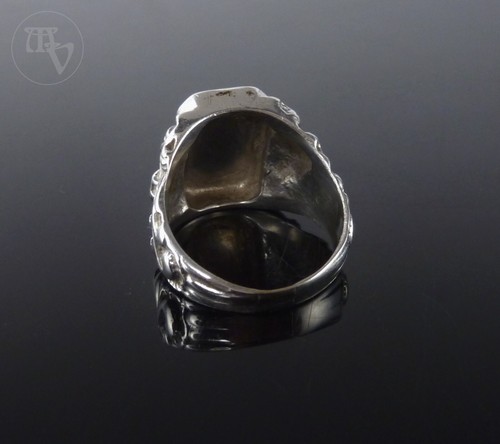 Anillo de sello antiguo Art Deco monograma iniciales KH / HK 835 plata talla 61 - Imagen 5 de 11