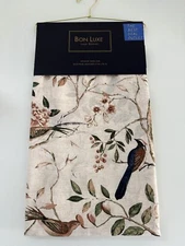 NIP Bon Luxe Window Curtains 2 Panels 37 x 96 Beige Birds Branches Cornelia