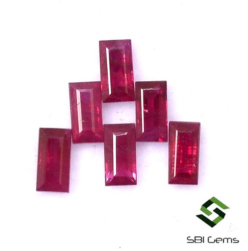 Natural Ruby Baguette Cut 4x2 mm Lot 06 Pcs 0.97 CTS Burma Calibrated Loose Gems - Picture 1 of 5