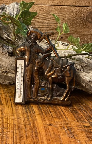 Vintage Souvenir of Big Sky Montana Miner with Pack Mule Thermometer
