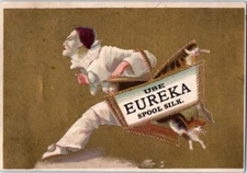 Eureka Spool Silk Mfg Co white face clown kittens Victorian Ad Trade Card