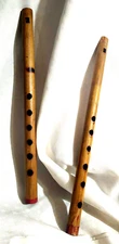 2 VTG Wood Wooden Flutes 6-Hole 14" Recorder India