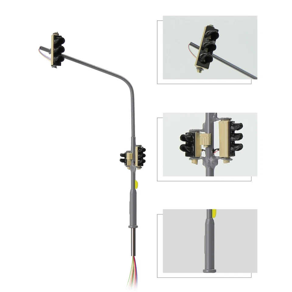2 Stück Spur N 1:160 Modell Verkehrsampel Mit Fußgangampel Signal LED Lampe - Bild 2 von 4
