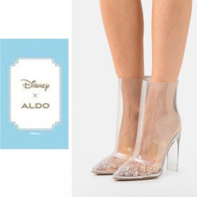 Disney Aldo Cinderella Striketwelve Clear  Glass  Ankle Bootie with Rhinestones
