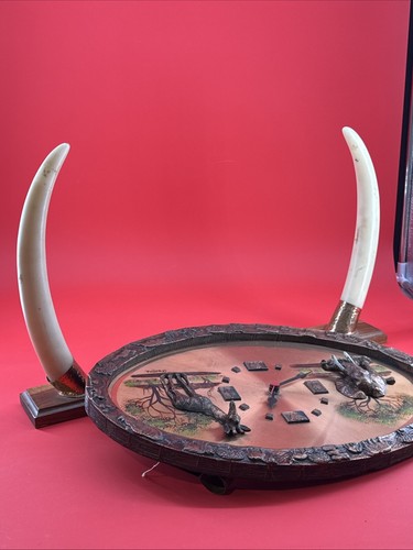 1970's Gastone Copper Mantle Desk Clock Sable Antelope Zambia Africa Sealed C - Picture 12 of 12