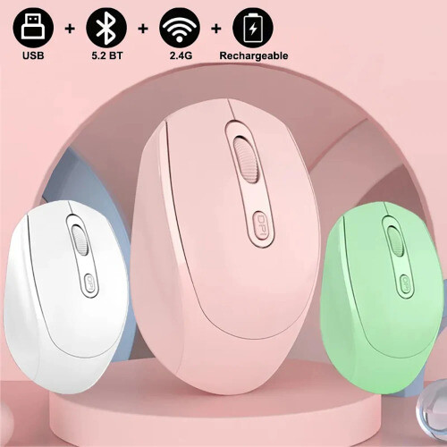 Bluetooth 5.2 Wireless Silent Mouse with 2.4G Dual Mode & Rechargeable Ergonomic Design