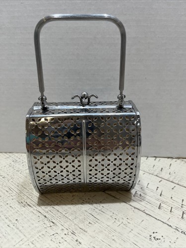 Vintage 1960’s Mini Evening Bag Purse Top Handle Stainless Steel Made In Japan - Picture 3 of 8