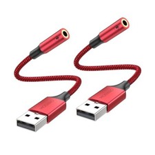 2 Pack USB to 3.5mm Audio Jack Adapter for AUX Stereo Converter Headset Laptop