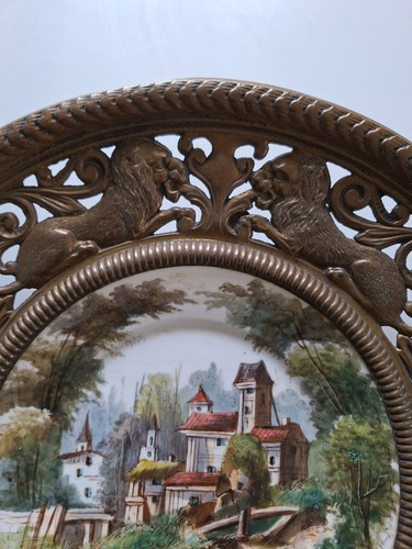Plate Wall Plate Brass Decorative Wall Porcelain Flat Brass Fr - Photo 11 sur 20