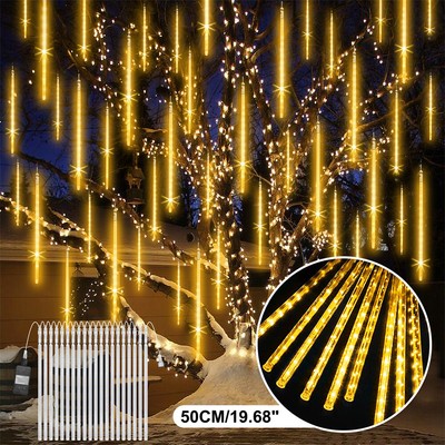 Warm White 960/1080 LED Meteor Shower Rain Tree String Lights 20-40 Tubes Xmas