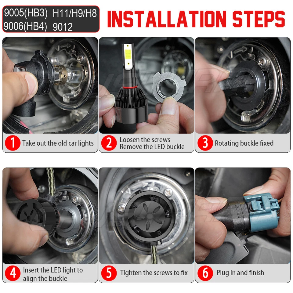 Combo de faros LED altos bajos + focos antiniebla Fit Pontiac G6 2005-2007 6X 6000K Foto 2 de 4