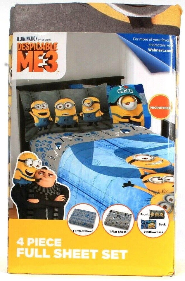 1 Juego de 4 piezas de microfibra Illumination Presents Despicable Me 3 Minions tamaño completo  Foto 2 de 2