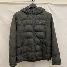 Tommy Hilfiger Men's Size L Hooded Wind Water Resistance Olive Puffer Jacket