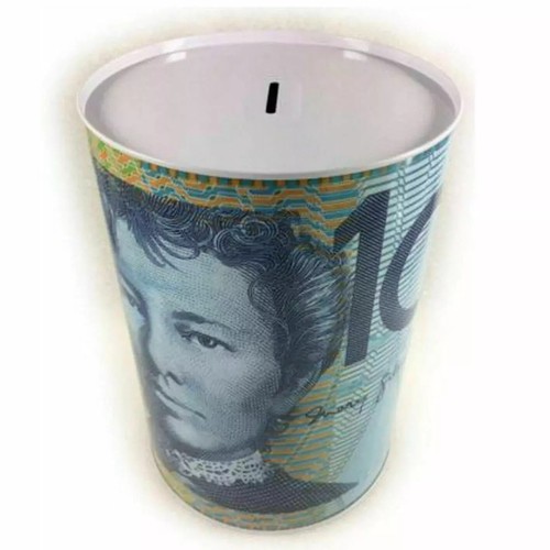 Money Tin Coin box Piggy Bank Australian Dollar 10 $10 Note Notes AU Souvenir - Picture 4 of 17