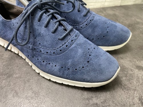 Cole Haan Oxford Sneakers Women 10B ZeroGrand Grand.Os Shoes Blue Suede Comfort - Picture 2 of 17