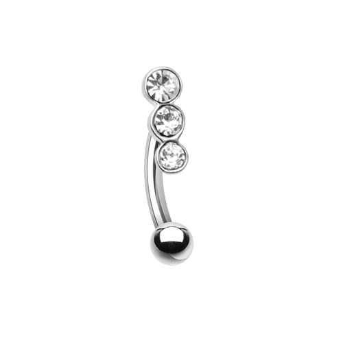 Sexy Barbell Lineal Curvada Oro Rosa Negro Astilla Transparente AB CZ Gema Ceja - Imagen 2 de 5
