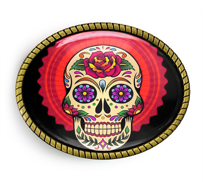 Mexican Sugar Skull Belt Buckle - Day of the Dead Tattoo  display picture 1
