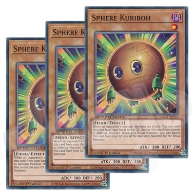 Yugioh - Sphere Kuriboh x 3 - 1st Edition NM - Plus Free Holographic Card