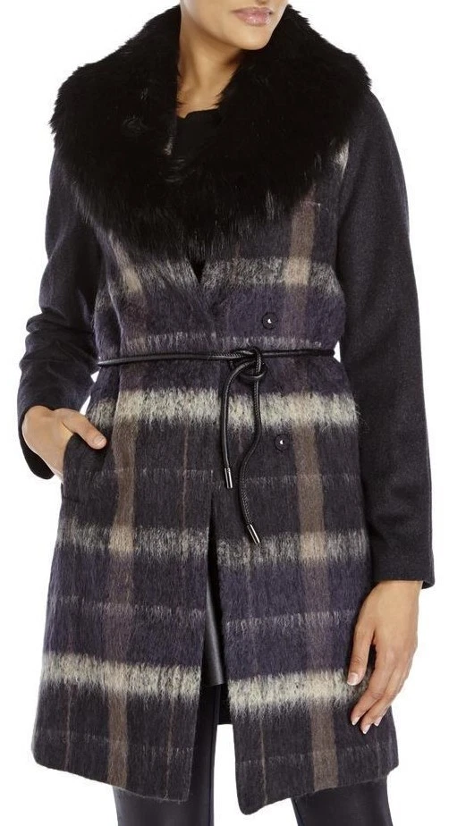 Vera wang wool best sale blend faux fur coat