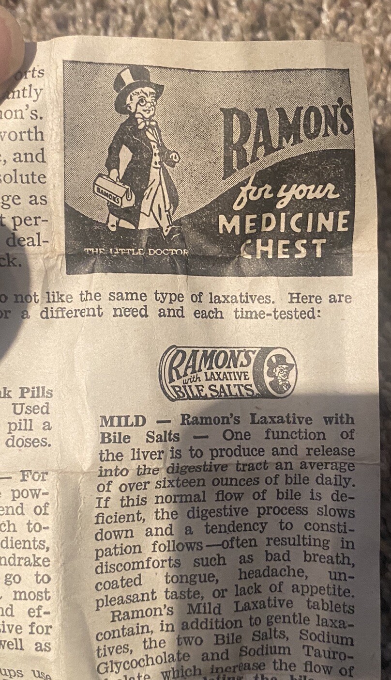 2 Ramon’s Laxative Tablets with bile salts tin lot Brown’s MFG With Instructions