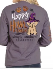 Sale Simply Southern Happy Howloween Long Sleeve Tshirt Size Small Plum Color.
